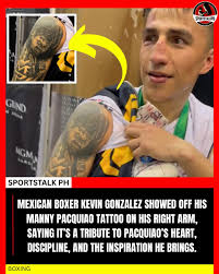 Mexican boxer Kevin Aaron Gonzalez showcased his Manny Pacquiao tattoo. 👀  He has a current record of 28 wins (14 KOs) and 2 losses. #SportsTalkPH  #boxingnews #boxing