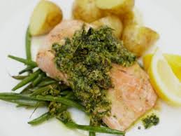 Salmon Baked In A Foil Parcel With Green Beans And Pesto Recipe On Yummly Fish Recipes Recipes Baked Salmon