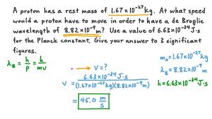 Calculate the wavelength associated with a particle. Question Video Calculating The Speed Of A Proton Corresponding To A Certain De Broglie Wavelength Nagwa