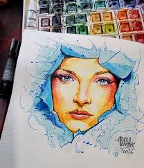 Acrylic and oil pastel