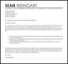 Hotel Front Desk Clerk Cover Letter Sample Cover Letter Templates Examples