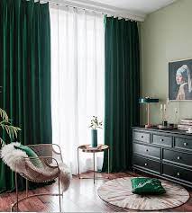 Green armchair standing next to a metal table with marble pattern placed in industrial living room interior with plants and decor. 100 Colors Pair Of Luxury Velvet Curtains Solid Color Etsy Green Curtains Living Room Curtains Living Room Living Room Green