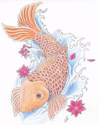 Paint a beautiful relaxing koi fish painting! Color Drawing Koi Tattoo With Fish And Flowers