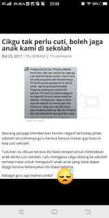 *gambar di atas sebagai rujukan sahaja*. Komen Ibu Bapa Menjelang Cuti Sekolah Sk Rancangan Biah Keningau Facebook