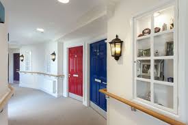 Colour Differentiation Used On Residential Style Doors In A Purpose Built Residential Dementia Care Home Dementia Care Homes Residential Care Home Elderly Home