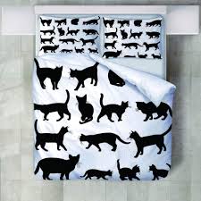 Parure De Lit Motif Chat Noir Contenant Une Housse De Couette Taies D Oreiller 229x259cm Printed Shower Curtain Cat Theme Prints