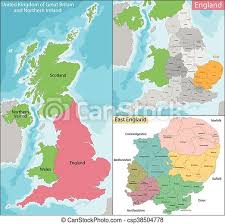 Lonely planet's guide to england. Karte Von East England Karte Der Unterteilungen Von England Mit Dem Osten Das Ist Eine Von Neun Offiziellen Regionen Canstock