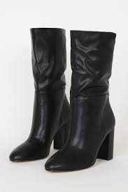 keep up black mid calf high heel boots