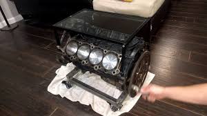Made from ls alloy engine blocks, each one stripped, cleaned, polished, painted and assembled to create this magnificent piece of furniture for all of the automotive enthusiasts out there! Rotating V8 Engine Block Coffee Table Youtube
