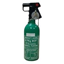At present, halons are used for fire suppression on civil aircraft in four extinguishing applications as shown above. Helicopter 0 7kg Bcf Fire Extinguisher Green