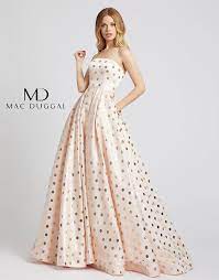 Mac duggal square neck sequin midi gown. Mac Duggal Flash 67093l Polka Dot Patterned Strapless Ballgown Mac Duggal Prom Dresses Ball Gowns Dresses