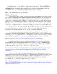 A chemical equation in which mass is conserved; Http Www Oakparkusd Org Cms Lib5 Ca01000794 Centricity Domain 329 Investigating 20chemical 20reactions 20using 20the 20molecular 20model 20kits Pdf