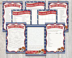 All Star Baby Shower 8 Game Pack Sports Baby Shower Etsy In 2021 Star Baby Showers Sports Baby Shower Baby Star