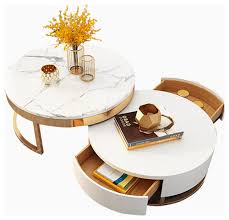 Coffee table includes casters for easy mobility. Round Wood Coffee Table With Lift Top And Rotatable Drawer Contemporary Coffee Tables By Popicorns E Commerce Co Ltd Houzz