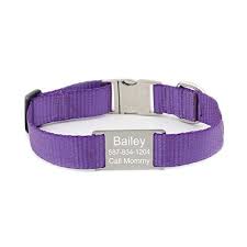 Happypettag Personalized Dog Collar Purple Personalized Dog Collars 1 Width Adjustable Free Customized 3 Lines Personalized Dog Collars Pet Id Tags Dog Person
