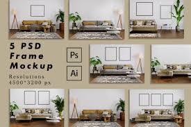 Download 5 Mockup Posters In Scandinavian Living Room In Indoor Advertising Mockups On Yellow Images Creative Store PSD Mockup Templates