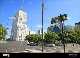 Avenida 9 de Julio Street with Building of the Ministry of Health and  Public Works Depicting an Image of Eva Peron on the Facade, Buenos Aires  Stock Photo - Alamy