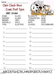 Worksheets on converting fractions to decimals. Click Clack Moo Cows That Type Abc Order Worksheet By Teacherlcg