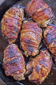 Bacon Wrapped Ginger Soy Chicken Yellowblissroad Com Recipe Best Chicken Thigh Recipe Boneless Chicken Thigh Recipes Chicken Thigh Recipes