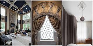 Mounting the curtains high on the wall makes the windows appear larger. Window Treatment Designs For Arched Curved Windows