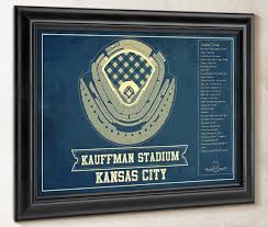 Kansas City Royals Kauffman Stadium Seating Chart Vintage Baseball Fan Print