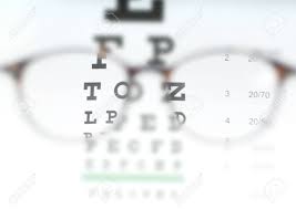 eye vision test chart seen through eye glasses prescription