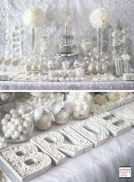 Winter White Bridal Shower Sweets Table The All White Color Trend Bridal Shower Sweets Winter Bridal Shower Decorations Winter Bridal Showers