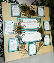 Art Nouveau Peacock Feather Wedding Seating Table Plan