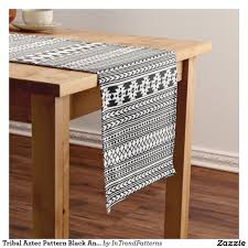 Tribal Aztec Pattern Black And White Short Table Runner Zazzle Com Black And White Dining Room Aztec Decor Black And White Living Room