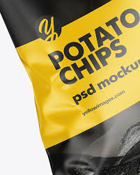 Glossy Bag W Black Chips Mockup In Bag Sack Mockups On Yellow Images Object Mockups