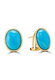 Trinity faire is an arizona based company specializing in turquoise jewelry. Effy Gemma 14k Yellow Gold Oval Turquoise Earrings 13 40 Tcw Effyjewelry Com