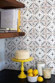Stunning kitchen backsplash ideas photos, design, concepts ideas and more. White And Black Kitchen Backsplash Tiles With Wood Shelves Transitional Kitchen