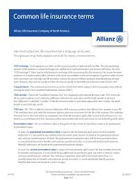 Corporate logo for allianzlife north america. Common Life Insurance Terms Allianz Life Insurance Company Of