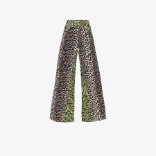 Ganni Wide Leg Animal Print Jeans Browns
