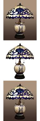 Lamps 112581 Blue Tiffany Style Table Lamp Akiko Stained Glass 21 Inch 3 Light Double Lit Ne Stained Glass Lamps Tiffany Style Table Lamps Stained Glass Light