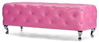 Baxton Studio Stella Crystal Tufted Pink Leather Modern Bench Amazon Ca Home Kitchen Modern Bedroom Furniture Pink Bedding Tufted Bench