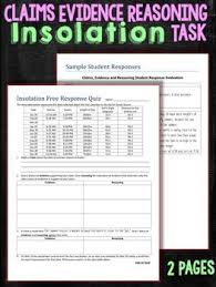 Claims Evidence Reasoning Task Insolation Seasons Quiz Assessment Earth And Space Science Claim Evidence Reasoning Task