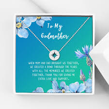To My God Mother Mother S Day Gift Gift For Her Godmother S Day Gift Godmother S Gift For Mother S Day Godmother S Day Necklace And Card Silver Compass Blue Green Gradient Walmart Com