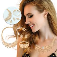 Up to 65% Off Ladies Fashion Jewelry Set 5 Piece Accessories Gold Jewelry  Necklace Rings Earring Jewelry