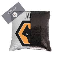 Wolves badge designer denies copying claim. Personalised Sequin Cushion Wolverhampton Wanderers Print Personalised