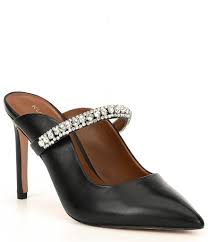 Kurt Geiger London Duke Leather Jewel Strap Dress Mules Dillard S In 2020 Leather Jewels Dress Mules Strap Dress