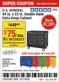 U S General Series 2 44 In X 22 In Double Bank Roller Cabinet For 449 99 Harbor Freight Tools Harbor Freight Coupon Roller