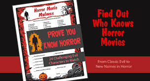 These horror trivia questions focus on classic horror movies, from the black and white to the more advanced cgi. Horror Movie Trivia Game Horror Movie Madness