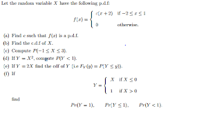 Solved Let The Random Variable X Have The Following P D F Chegg Com