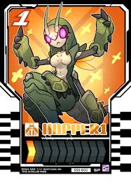 buliangmiao, hopper1, ishimori prod, kamen rider, kamen rider gotchard  (series), toei company, tokusatsu, tv asahi, highres, 1girl, abdomen tail,  antennae, arthropod girl, claws, colored skin, extra hands, insect wings,  jumping, locust, monster