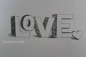 Love Written In 3d Valentine Drawing Valentines Day Drawing Valentine Art Projects