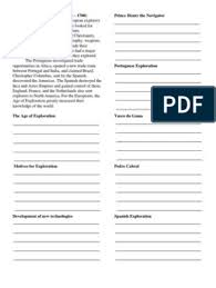 Age Of Exploration Summary Civil War Civilization Worksheets