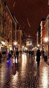 Length of daylight per month. Poland Krakow City Street People Shops Lights Night 640x1136 Iphone 5 5s 5c Se Wallpaper Background Picture Image