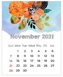 Floral November 2021 Calendar In 2020 Printable Calendar Calendar 2021 Calendar