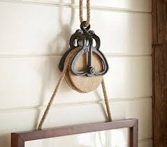Rustic Pulley Frame Hanger With Rope Awesome Rustic Way To Hang Pictures Frame Hangers Home Decor Pottery Barn Kids